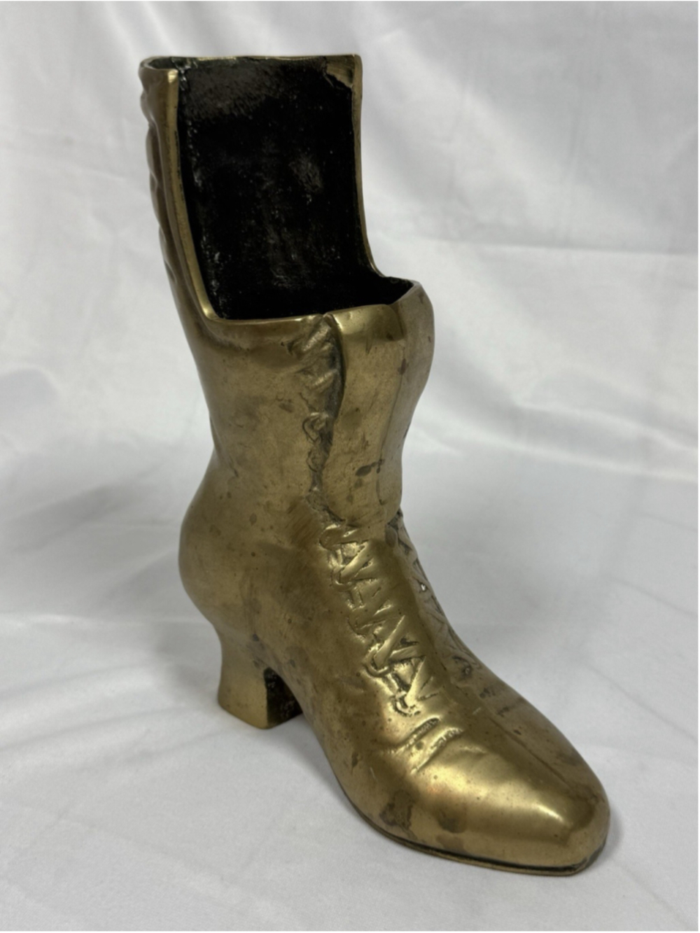 Vintage Victorian Style Womans Boot Planter - Heavy Solid Brass 8-1/2" Tall